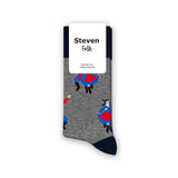 Steven Men's Gray Socks with Kujawy Folk Pattern  | ART-118XO014