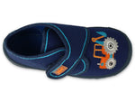 Befado Dark Blue Daycare Slippers / Sneakers with Excavator Pattern HONEY| 538P089