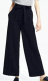 Italian-style Black Wide Leg Pants with Tied Belt | DI-01