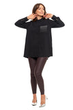 Women's Black Shirt with Sparkling Decoration | OKD4000-002