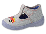 Befado Gray Daycare Slippers / Sneakers with Firetruck Embroidery HONEY | 631P012