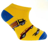 Boys' Yellow Ankle Socks with Cars Pattern  | CSB170-027-Y