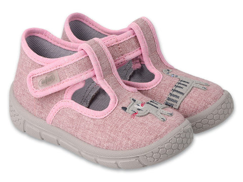 Befado Pink Daycare Slippers / Sneakers with Cat Patch - HONEY | 631P020