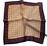 Chain Print Silky Feel Navy Blue Scarf - 70×70 cm Square Bandana | BD-10