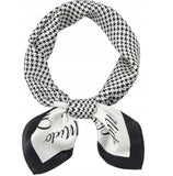 Elegant Black & White Houndstooth Silk-Feel Scarf - 70×70 cm Square Bandana | BD-8