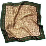 Chain Print Silky Feel Deep Green Scarf - 70×70 cm Square Bandana | BD-9