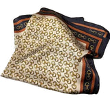 Chain Print Silky Feel Navy Blue Scarf - 70×70 cm Square Bandana | BD-10