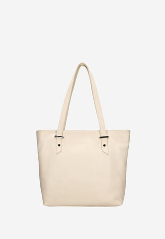 Wojas Beige Large Leather Tote Bag | 8024254