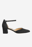 Wojas Black Velour Leather Heels with Single Strap | 3508661
