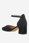 Wojas Black Velour Leather Heels with Single Strap | 3508661