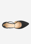Wojas Black Velour Leather Heels with Single Strap | 3508661