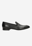 Wojas Black Leather Loafers Apron-Toe | 1000451