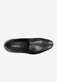 Wojas Black Leather Loafers Apron-Toe | 1000451