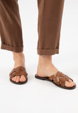 Wojas Light Brown Leather Slide Sandals | 7402553