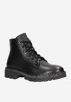 Wojas Black Leather Insulated Ankle Boots with Silver Zipper on The Sole | 6409851