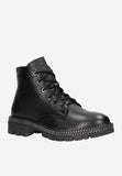 Wojas Black Leather Insulated Ankle Boots with Silver Zipper on The Sole | 6409851