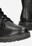 Wojas Black Leather Insulated Ankle Boots with Silver Zipper on The Sole | 6409851