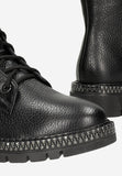 Wojas Black Leather Insulated Ankle Boots with Silver Zipper on The Sole | 6409851