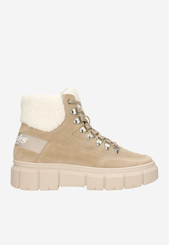 Wojas RELAKS Beige Insulated Leather Ankle Boots with Fur | R6400364