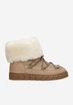 Women's Beige Leather Insulated Snow Boots with Rolled-Up Upper | R5500574