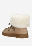 Women's Beige Leather Insulated Snow Boots with Rolled-Up Upper | R5500574