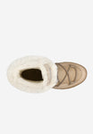 Women's Beige Leather Insulated Snow Boots with Rolled-Up Upper | R5500574