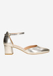 Wojas Golden Leather Heels with Single Strap | 3508658