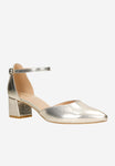 Wojas Golden Leather Heels with Single Strap | 3508658