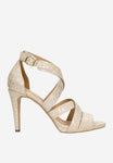 Wojas Beige Leather Open Toe High Heels | 76045-58
