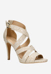 Wojas Beige Leather Open Toe High Heels | 76045-58