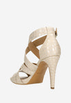 Wojas Beige Leather Open Toe High Heels | 76045-58