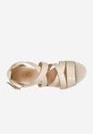 Wojas Beige Leather Open Toe High Heels | 76045-58
