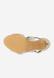 Wojas Beige Leather Open Toe High Heels | 76045-58