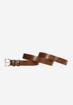 Wojas Women's Brown Leather Belt With Square Golden Buckle  | 9308452
