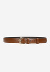 Wojas Women's Brown Leather Belt With Square Golden Buckle  | 9308452
