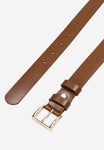 Wojas Women's Brown Leather Belt With Square Golden Buckle  | 9308452