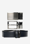 Wojas 2 in 1 Black & Navy Blue Leather Double Sided Belt Gift Set  | 9590156