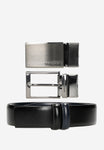 Wojas 2 in 1 Black & Navy Blue Leather Double Sided Belt Gift Set  | 9590156