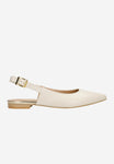 Wojas Beige Leather Flats with Silngle Strap | 44023-54