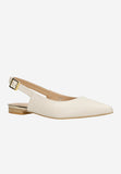 Wojas Beige Leather Flats with Silngle Strap | 44023-54