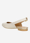 Wojas Beige Leather Flats with Silngle Strap | 44023-54
