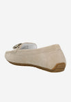 Wojas Beige Leather Loafers with Crystal Details | 4620864