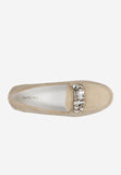 Wojas Beige Leather Loafers with Crystal Details | 4620864
