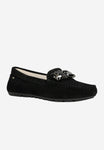 Wojas Black Leather Loafers with Crystal Details | 4620861