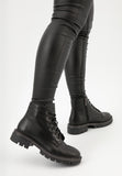 Wojas Black Leather Insulated Ankle Boots with Silver Zipper on The Sole | 6409851