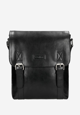 Wojas Black Leather Messenger Bag | 80355-51