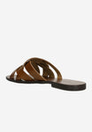 Wojas Light Brown Leather Slide Sandals | 7402553