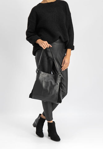 Wojas Black Large Leather Tote Bag | 985971