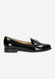 Wojas Black Patent Leather Loafers with Decorative Chain | 4622531