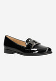 Wojas Black Patent Leather Loafers with Decorative Chain | 4622531